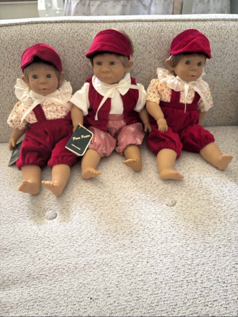 Handcrafted Spain Red Velvet Dolls - Set of 3